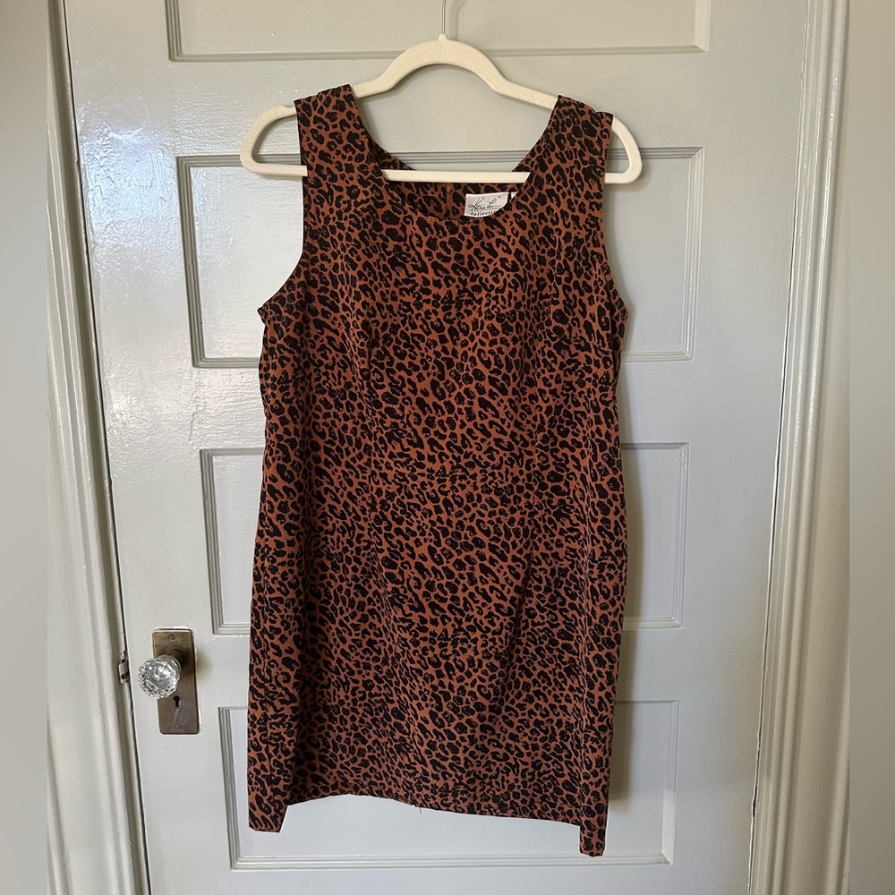Vintage Kathie Lee Leopard Print Shift Dress, M/L